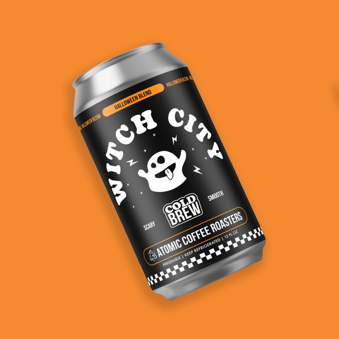 Witch City Cold Brew can, Halloween blend