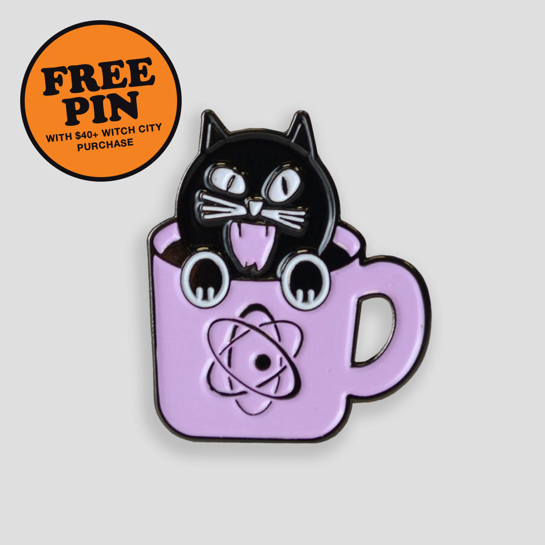 Witch City Black Cat Pin with a Free Pin badge: free with a $40+ Witch City purchase