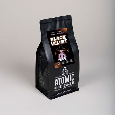 12 oz bag of coffee. Bag is black with label that says 