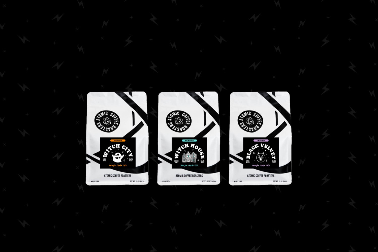 Witch City 2026 bags and cold brew can on black